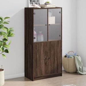 Highboard with Doors Brown Oak 68x37x142 cm Engineered Wood Vidaxl Highboard with Doors Brown Oak 68x37x142 cm Engineered Wood Vidaxl