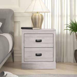 Galano - Bristol 2 drawer bedside - 45.5cm w x 40.8cm d x 53.7cm h ,Side table ,Storage oraganizer for bedroom, Living room - Dusty grey oak Galano - Bristol 2 drawer bedside - 45.5cm w x 40.8cm d x 53.7cm h ,Side table ,Storage oraganizer for bedroom, Living room - Dusty grey oak