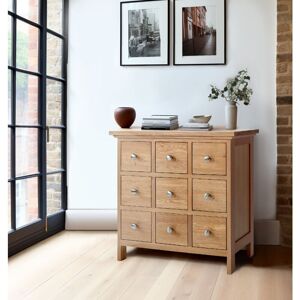 Hallowood Furniture - Camberley Oak cd Storage Cabinet in Light Oak, Solid Wooden dvd Rack, dvd Cabinet with 9 Drawers, Media Storage, Storage Hallowood Furniture - Camberley Oak cd Storage Cabinet in Light Oak, Solid Wooden dvd Rack, dvd Cabinet with 9 Drawers, Media Storage, Storage