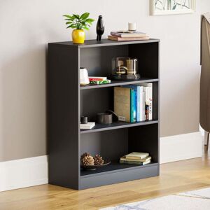 Home Discount - Cambridge 3 Tier Low Bookcase Shelving Storage Unit, Black Home Discount - Cambridge 3 Tier Low Bookcase Shelving Storage Unit, Black
