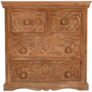 Verty Furniture - Carved Mango Wood Chest Of 4 Drawers Verty Furniture - Carved Mango Wood Chest Of 4 Drawers