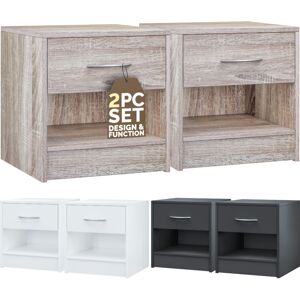 Night Stand Table Bedside Cabinet Bedroom Furniture Drawer Side Storage Home 2er Set Eiche (de) - Casaria Night Stand Table Bedside Cabinet Bedroom Furniture Drawer Side Storage Home 2er Set Eiche (de) - Casaria