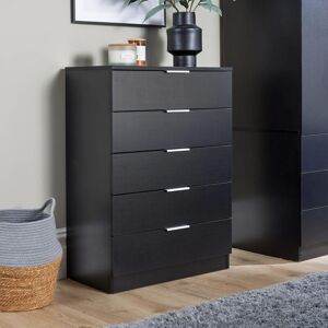HOME SOURCE Chest 5 Drawers Black Bedroom Furniture Clothing Bedside Storage Organiser Unit HOME SOURCE Chest 5 Drawers Black Bedroom Furniture Clothing Bedside Storage Organiser Unit