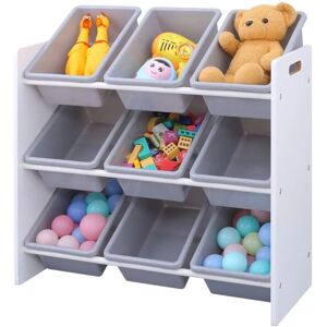 XAMPLE Children's Toy Storage Unit with 9 Plastic Bins Kids Shelves Organiser XAMPLE Children's Toy Storage Unit with 9 Plastic Bins Kids Shelves Organiser