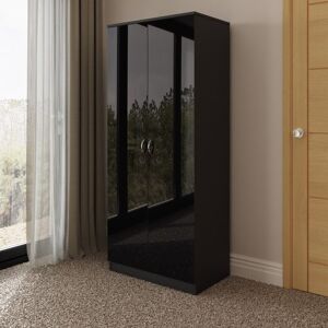 FWSTYLE Chilton 2 Door Wardrobe - Black Gloss FWSTYLE Chilton 2 Door Wardrobe - Black Gloss