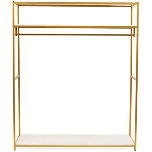 CNCEST Clothes rack, metal wardrobe rack with clothes rails and shelf, multifunctional freestanding clothes rack, easy assembly, gold, 180 x 145 x 40 cm CNCEST Clothes rack, metal wardrobe rack with clothes rails and shelf, multifunctional freestanding clothes rack, easy assembly, gold, 180 x 145 x 40 cm