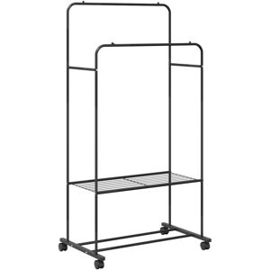 Clothes Rack with Shelf with Wheel with Storage Black vidaXL Clothes Rack with Shelf with Wheel with Storage Black vidaXL