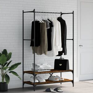 Clothes Rack with Shelves Smoked Oak Engineered Wood Vidaxl Clothes Rack with Shelves Smoked Oak Engineered Wood Vidaxl