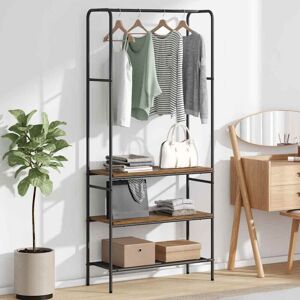 vidaXL Clothes rack with shelves reclaimed wood 77 x 30 x 171 cm Brown - Clothes rack vidaXL Clothes rack with shelves reclaimed wood 77 x 30 x 171 cm Brown - Clothes rack