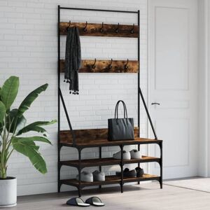 Vidaxl - Clothes Rack with Shoe Storage Smoked Oak 100x40x184 cm Vidaxl - Clothes Rack with Shoe Storage Smoked Oak 100x40x184 cm
