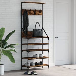 Clothes Rack with Shoe Storage Smoked Oak 70x34x184 cm vidaXL Clothes Rack with Shoe Storage Smoked Oak 70x34x184 cm vidaXL