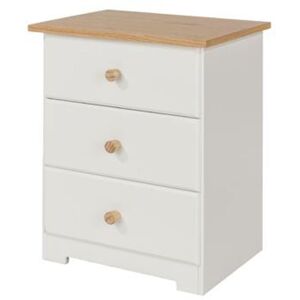 CORE PRODUCTS Colorado 3 Drawer Bedside Cabinet - MDF/MDP - 44 x 33 x 56.5 cm - Soft White/Oak CORE PRODUCTS Colorado 3 Drawer Bedside Cabinet - MDF/MDP - 44 x 33 x 56.5 cm - Soft White/Oak