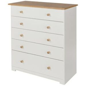 Core Products - Colorado 5 Drawer Chest - mdf/mdp - 80 x 38 x 96.4 cm - Soft White/Oak Core Products - Colorado 5 Drawer Chest - mdf/mdp - 80 x 38 x 96.4 cm - Soft White/Oak