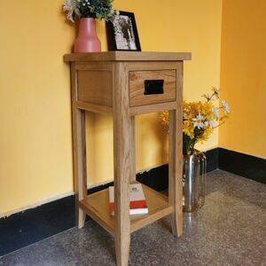Furniture One - Console Table with 1 Drawer and Shelf - Tall:36Wx36Dx74H - Oak Furniture One - Console Table with 1 Drawer and Shelf - Tall:36Wx36Dx74H - Oak