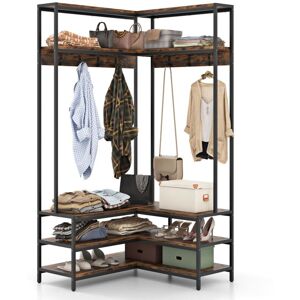 Costway - Corner Garment Rack L-shaped Clothes Rack w/ Open Shelves Costway - Corner Garment Rack L-shaped Clothes Rack w/ Open Shelves