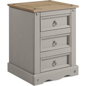 Mercers Furniture - Corona Grey Wax 3 Drawer Bedside Mercers Furniture - Corona Grey Wax 3 Drawer Bedside
