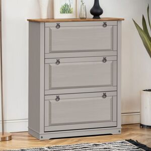 Mercers Furniture - Corona Grey Wax 3 Shelf Shoe Chest Mercers Furniture - Corona Grey Wax 3 Shelf Shoe Chest