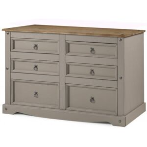 Mercers Furniture - Corona Grey Wax Low 3+3 Wide Chest Mercers Furniture - Corona Grey Wax Low 3+3 Wide Chest