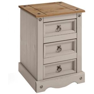 Mercers Furniture - Corona Grey Wax Medium 3 Drawer Bedside Mercers Furniture - Corona Grey Wax Medium 3 Drawer Bedside