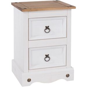 Core Products - Corona 2 Drawer Petite Bedside Cabinet - Pine /Particle Board - 36 x 32 x 53.1 cm - White Wax/Antique Waxed Pine Core Products - Corona 2 Drawer Petite Bedside Cabinet - Pine /Particle Board - 36 x 32 x 53.1 cm - White Wax/Antique Waxed Pine