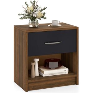 3-Tier Bedside Table Bedroom Nightstand w/Drawer-Natural+White - Costway 3-Tier Bedside Table Bedroom Nightstand w/Drawer-Natural+White - Costway