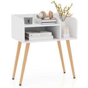 Mid Century Modern Nightstand 2-Tier Bedside Table w/Shelves-White - Costway Mid Century Modern Nightstand 2-Tier Bedside Table w/Shelves-White - Costway