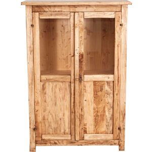 Biscottini - Country-style solid lime wood, natural finish W68xDP25xH98 cm sized display cabinet. Made in Italy Biscottini - Country-style solid lime wood, natural finish W68xDP25xH98 cm sized display cabinet. Made in Italy