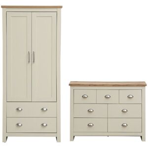 TIMBER ART DESIGN Cream 2 Piece Bedroom Furniture Set Wardrobe & Chest Of Drawers Wood Particle TIMBER ART DESIGN Cream 2 Piece Bedroom Furniture Set Wardrobe & Chest Of Drawers Wood Particle