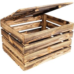 CREATIVE DECO Large Flamed Wooden Storage Box 50 x 40 x 30 cm CREATIVE DECO Large Flamed Wooden Storage Box 50 x 40 x 30 cm