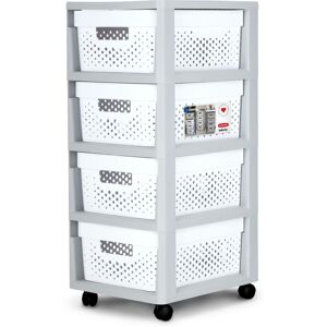 Curver Infinity 4-drawer rolling shelf, white Curver Infinity 4-drawer rolling shelf, white