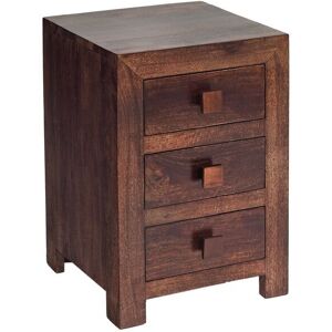 Malda Dark Mango Three Drawer Unit - Furniture Malda Dark Mango Three Drawer Unit - Furniture