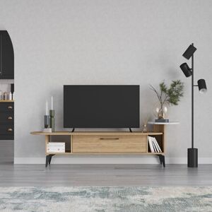 Decortie - Ada Modern tv Stand Multimedia Centre tv Unit With Storage Cabinet 188cm - Oak / White / Marble Effect - Oak Decortie - Ada Modern tv Stand Multimedia Centre tv Unit With Storage Cabinet 188cm - Oak / White / Marble Effect - Oak
