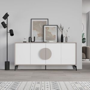HOMEMANIA Decortie Gora Console Sideboard Display Unit 180Cm - Mocha Grey / White HOMEMANIA Decortie Gora Console Sideboard Display Unit 180Cm - Mocha Grey / White