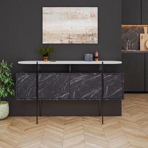 Decortie - Hanley Console Sideboard Display Unit - Black Marble Effect / White - Black Marble Effect / White Decortie - Hanley Console Sideboard Display Unit - Black Marble Effect / White - Black Marble Effect / White