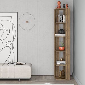 Decortie Nati Modern Corner Corner Bookcase Display Tall 161cm - Dark Oak Effect Decortie Nati Modern Corner Corner Bookcase Display Tall 161cm - Dark Oak Effect