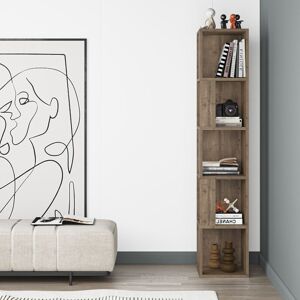 Piano Modern Corner Bookcase Display Unit Tall 158.9cm - Dark Oak Effect - Hitit - Decortie Piano Modern Corner Bookcase Display Unit Tall 158.9cm - Dark Oak Effect - Hitit - Decortie