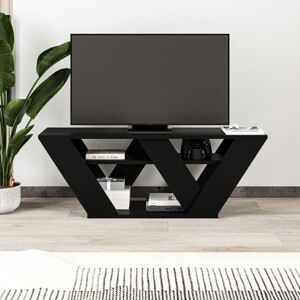 Decortie - Pipralla Modern tv Stand Multimedia Centre tv Unit With Shelves 110cm - Black Bute - Black Bute Decortie - Pipralla Modern tv Stand Multimedia Centre tv Unit With Shelves 110cm - Black Bute - Black Bute