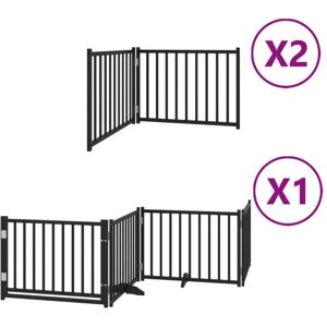 vidaXL Dog Gate with Door Foldable Panels Black 640 cm vidaXL Dog Gate with Door Foldable Panels Black 640 cm