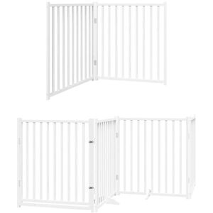 Dog Gate with Door Foldable 6 Panels White 480 cm Poplar Wood vidaXL Dog Gate with Door Foldable 6 Panels White 480 cm Poplar Wood vidaXL