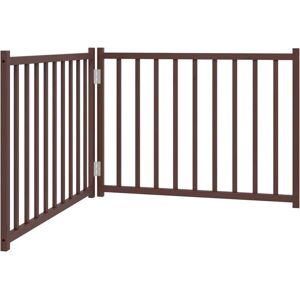 Dog Gate Foldable 2 Panels Brown Oak 160 cm Solid Wood Fir vidaXL Dog Gate Foldable 2 Panels Brown Oak 160 cm Solid Wood Fir vidaXL