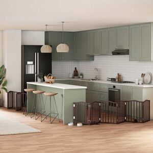 Dog Gate with Door Foldable 15 Panels Brown 750 cm Poplar Wood vidaXL Dog Gate with Door Foldable 15 Panels Brown 750 cm Poplar Wood vidaXL