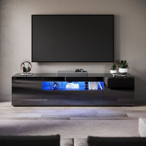 ELEGANT 2000mm LED TV Unit Stand Cabinet Modern TV Desk Living Room Home Furniture 2 Door with Large Shelves for Storage in Black High Gloss ELEGANT 2000mm LED TV Unit Stand Cabinet Modern TV Desk Living Room Home Furniture 2 Door with Large Shelves for Storage in Black High Gloss