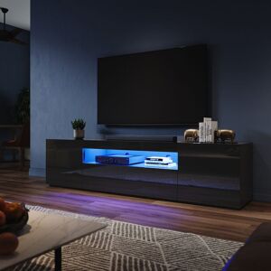 Elegant - 2000mm Modern Black High Gloss tv Stand Cabinet with led Ambient Lights Living Room Cabinet Media Stand Furntiure for 32'-75' Flat Screen Elegant - 2000mm Modern Black High Gloss tv Stand Cabinet with led Ambient Lights Living Room Cabinet Media Stand Furntiure for 32'-75' Flat Screen