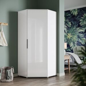 ELEGANT Modern Corner Wardrobe with Hanging Rail and Storage Shelves for Bedroom Space Saving Design White High Gloss & Matt ELEGANT Modern Corner Wardrobe with Hanging Rail and Storage Shelves for Bedroom Space Saving Design White High Gloss & Matt