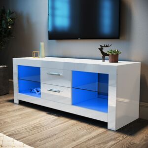 Elegant - Modern High Gloss tv Stand Cabinet with led Light Living Room Bedroom Furniture Television Unit tv Cabinet for Media Storage 1300mm White Elegant - Modern High Gloss tv Stand Cabinet with led Light Living Room Bedroom Furniture Television Unit tv Cabinet for Media Storage 1300mm White