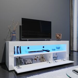 Elegant - Modern High Gloss tv Stand Cabinet with led Light Living Room Bedroom Furniture Television Unit tv Cabinet for Media Storage 1200mm White Elegant - Modern High Gloss tv Stand Cabinet with led Light Living Room Bedroom Furniture Television Unit tv Cabinet for Media Storage 1200mm White
