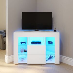 Elegant - Modern High Gloss tv Stand Cabinet with led Light Living Room Bedroom Furniture Television Unit tv Cabinet for Media Storage 1000mm White Elegant - Modern High Gloss tv Stand Cabinet with led Light Living Room Bedroom Furniture Television Unit tv Cabinet for Media Storage 1000mm White