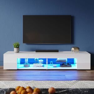 Modern tv Stands with led Lights, Open Glass Shelves, Suitable for Living Room and Bedroom, White High Gloss, 1600x390x300mm - Elegant Modern tv Stands with led Lights, Open Glass Shelves, Suitable for Living Room and Bedroom, White High Gloss, 1600x390x300mm - Elegant