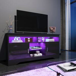 ELEGANT TV Stand 135cm TV Cabinet with LED Light Modern High Gloss Black TV Unit with Shelves and Cabinets Up to 55 inch TVs ELEGANT TV Stand 135cm TV Cabinet with LED Light Modern High Gloss Black TV Unit with Shelves and Cabinets Up to 55 inch TVs