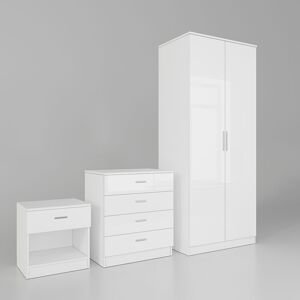 Wardrobe White High Gloss Bedroom Furniture Wardrobe 2 Doors with Chest 4 Drawer and Bedside Cabinet - Elegant Wardrobe White High Gloss Bedroom Furniture Wardrobe 2 Doors with Chest 4 Drawer and Bedside Cabinet - Elegant